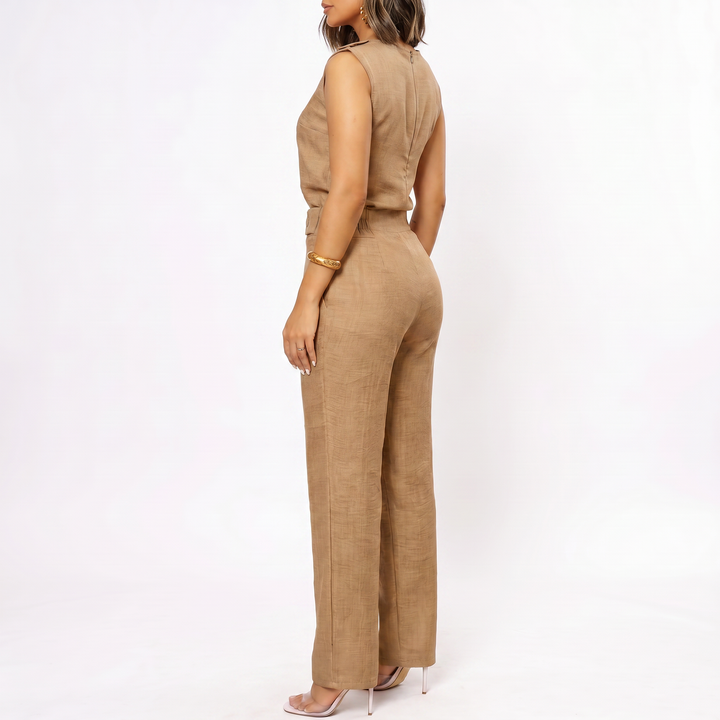Women’s Sleeveless Top and Wide Leg Pants Two Piece Set with High Waist Fit-Vyana Collective