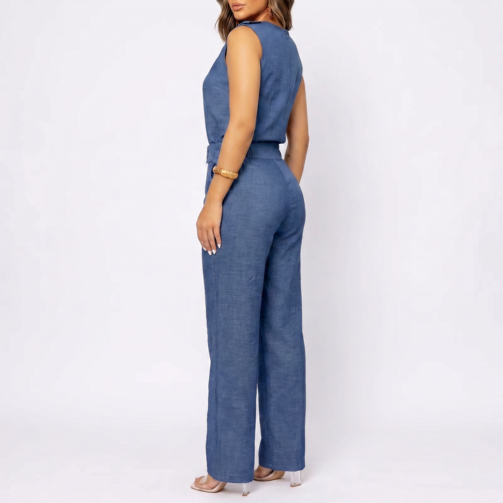 Women’s Sleeveless Top and Wide Leg Pants Two Piece Set with High Waist Fit-Vyana Collective