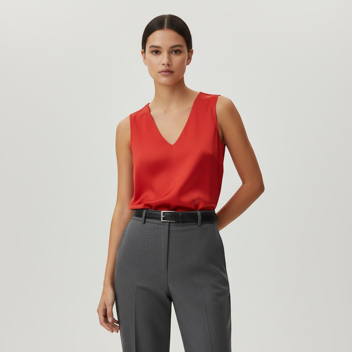 Women's Sleeveless V-Neck Blouse-Vyana Collective