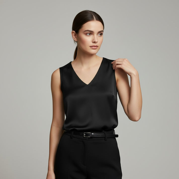 Women's Sleeveless V-Neck Blouse-Vyana Collective