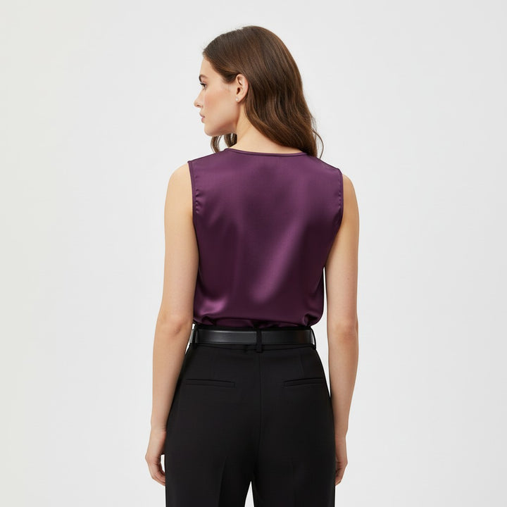 Women's Sleeveless V-Neck Blouse-Vyana Collective
