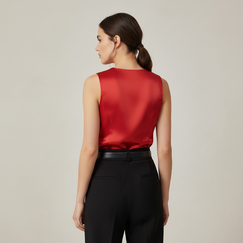 Women's Sleeveless V-Neck Blouse-Vyana Collective