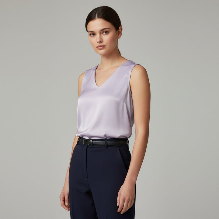Women's Sleeveless V-Neck Blouse-Vyana Collective