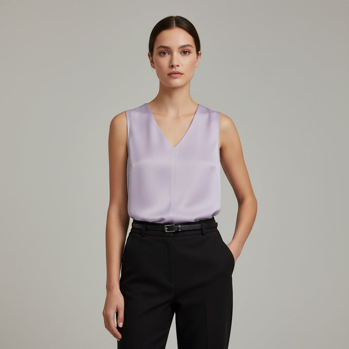 Women's Sleeveless V-Neck Blouse-Vyana Collective