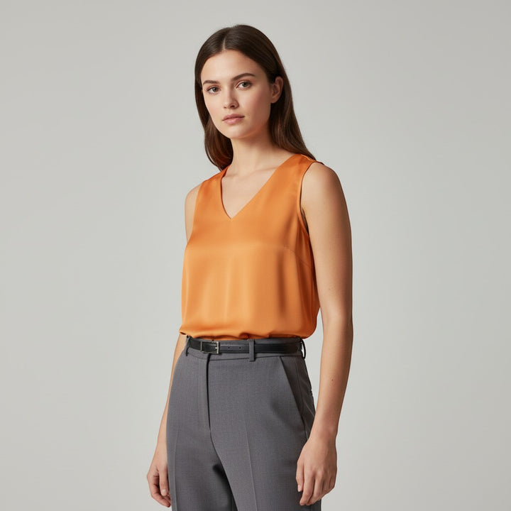 Women's Sleeveless V-Neck Blouse-Vyana Collective