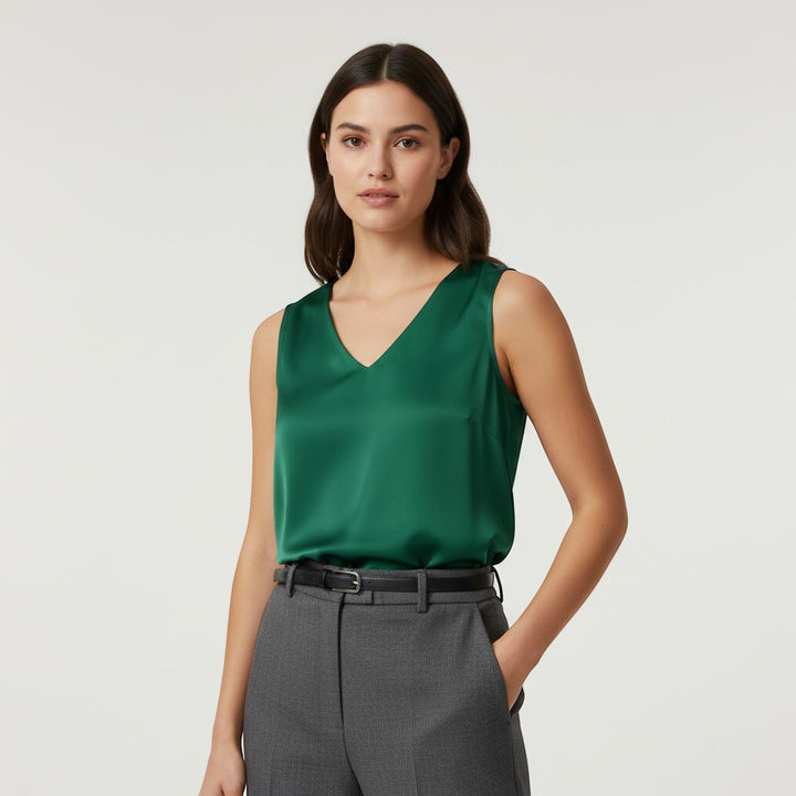 Women's Sleeveless V-Neck Blouse-Vyana Collective