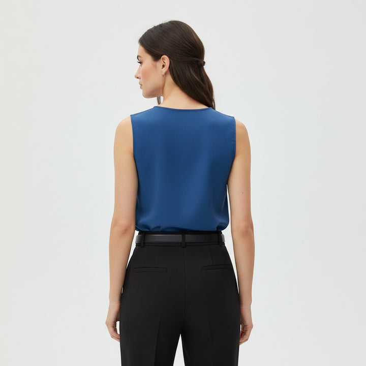 Women's Sleeveless V-Neck Blouse-Vyana Collective