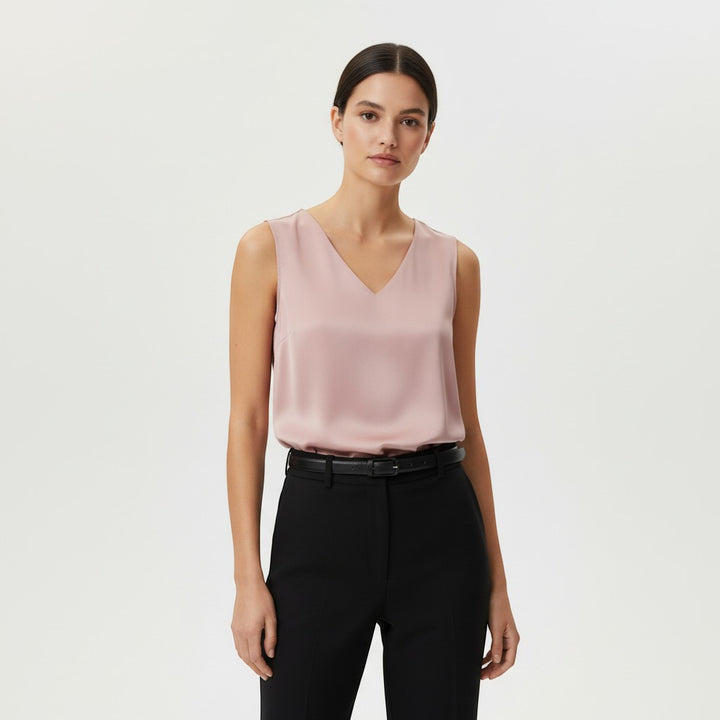 Women's Sleeveless V-Neck Blouse-Vyana Collective