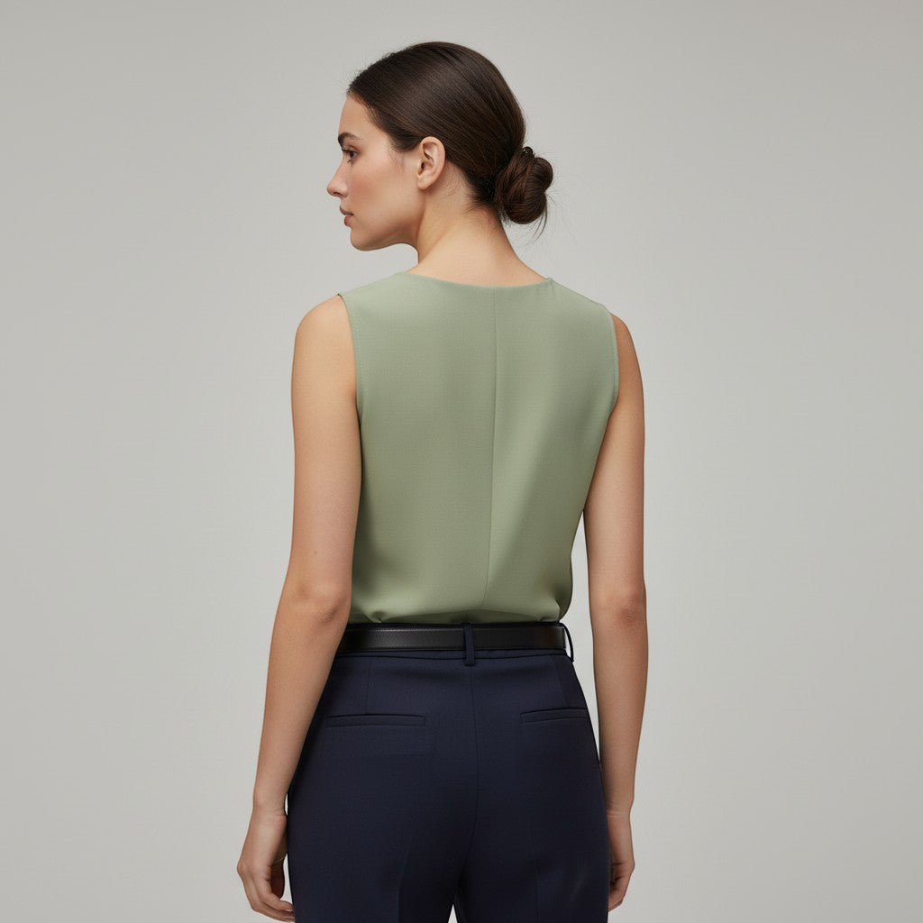 Women's Sleeveless V-Neck Blouse-Vyana Collective