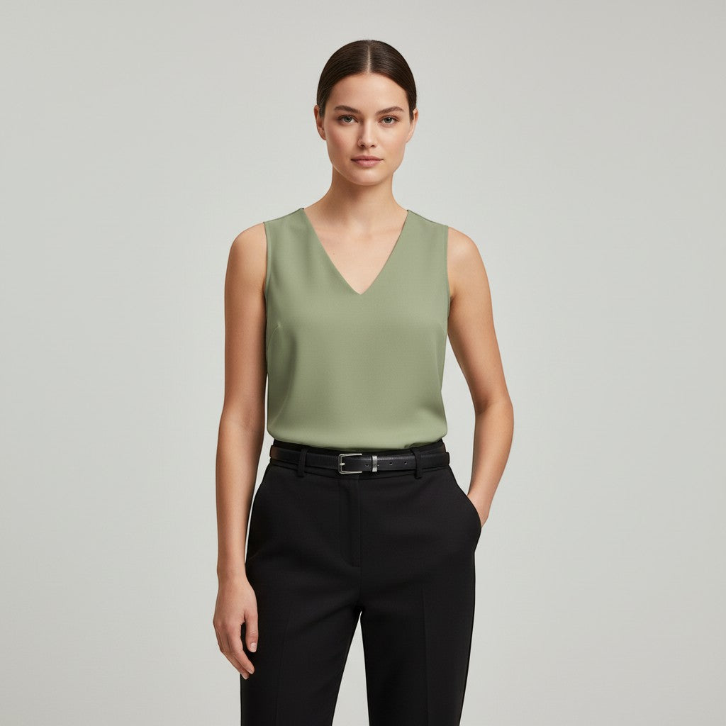 Women's Sleeveless V-Neck Blouse-Vyana Collective
