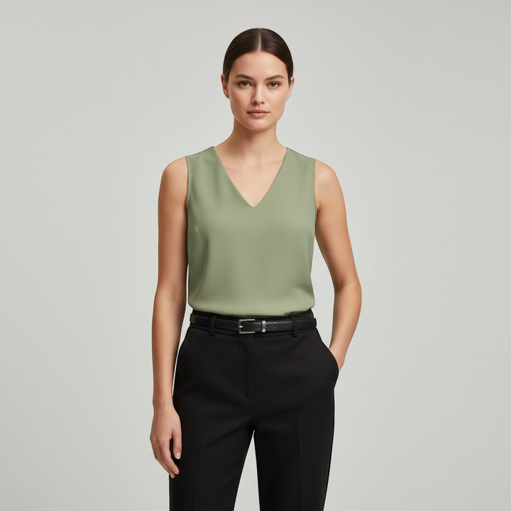Women's Sleeveless V-Neck Blouse-Vyana Collective