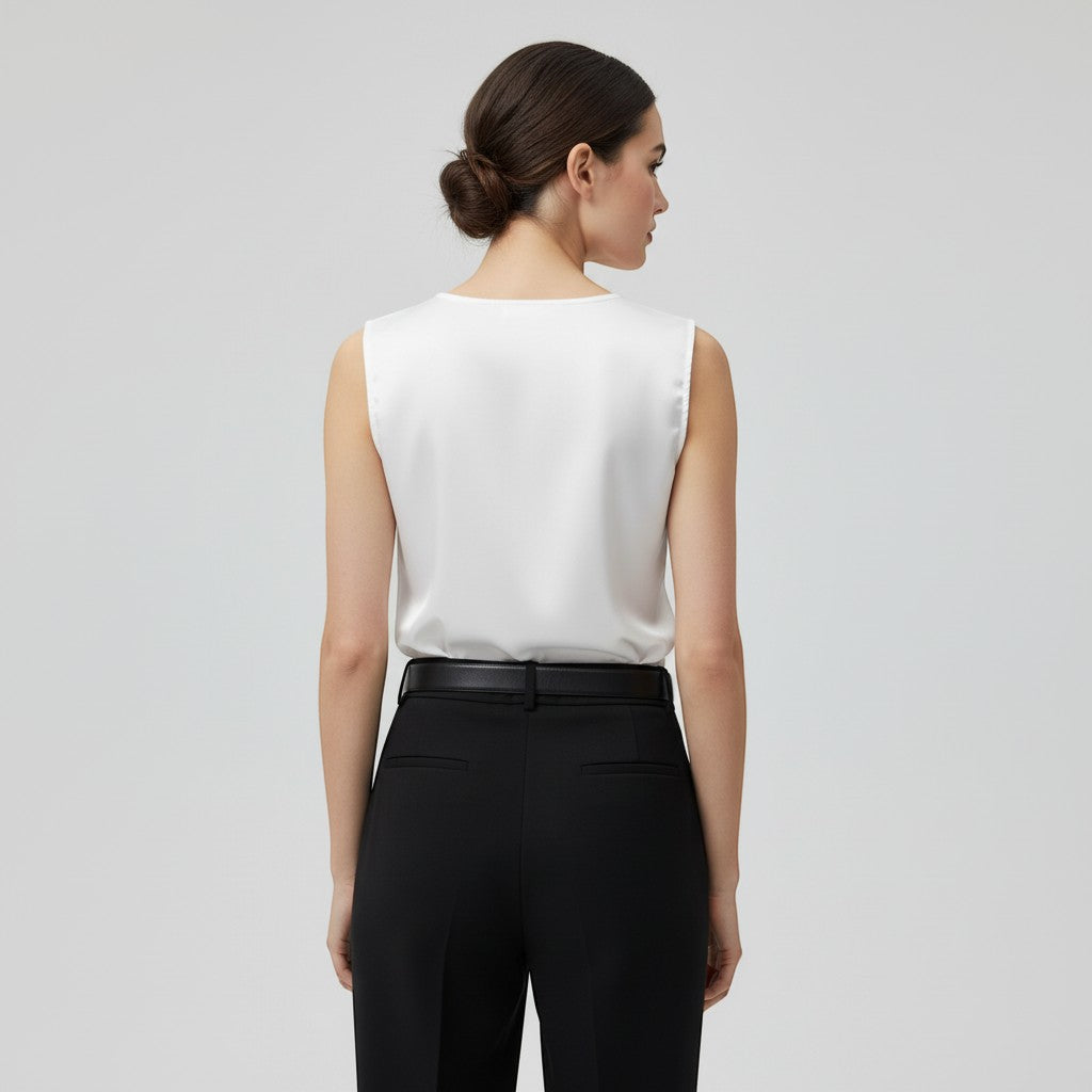 Women's Sleeveless V-Neck Blouse-Vyana Collective