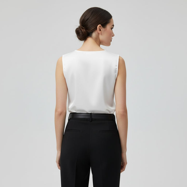 Women's Sleeveless V-Neck Blouse-Vyana Collective