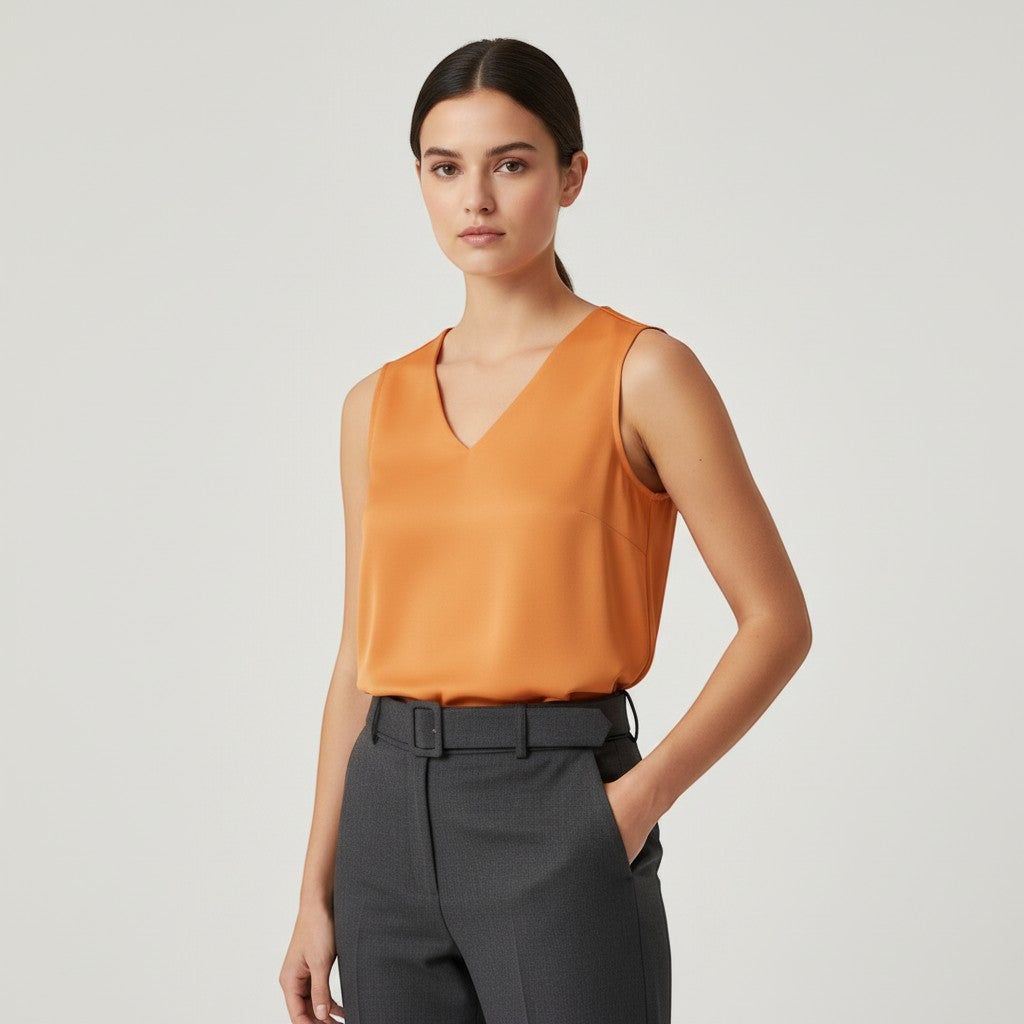 Women's Sleeveless V-Neck Blouse-Vyana Collective