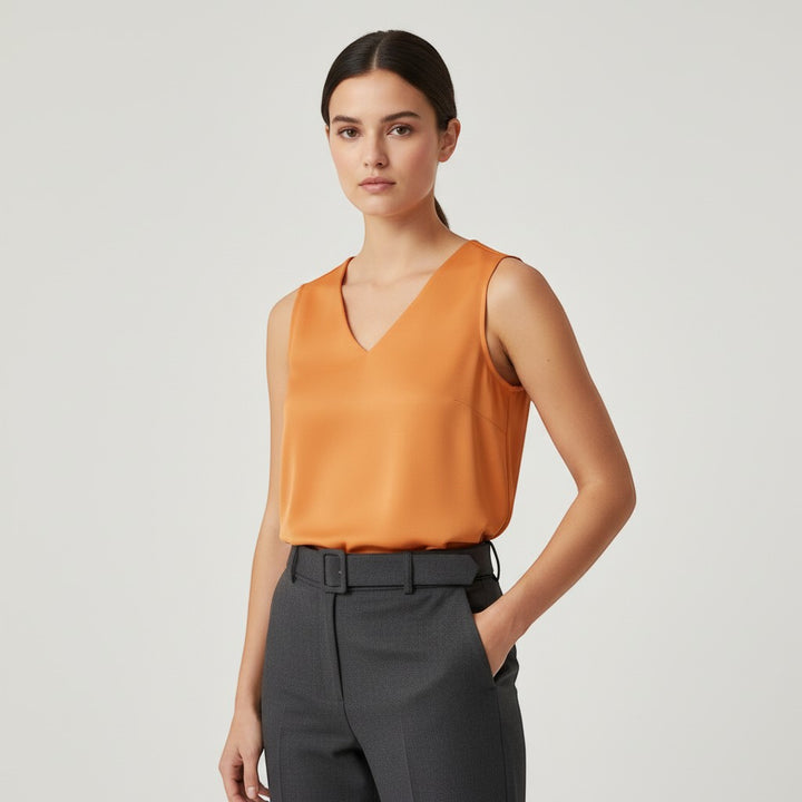 Women's Sleeveless V-Neck Blouse-Vyana Collective