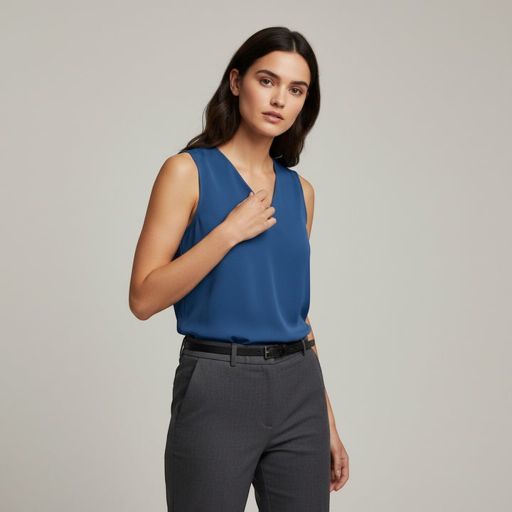 Women's Sleeveless V-Neck Blouse-Vyana Collective