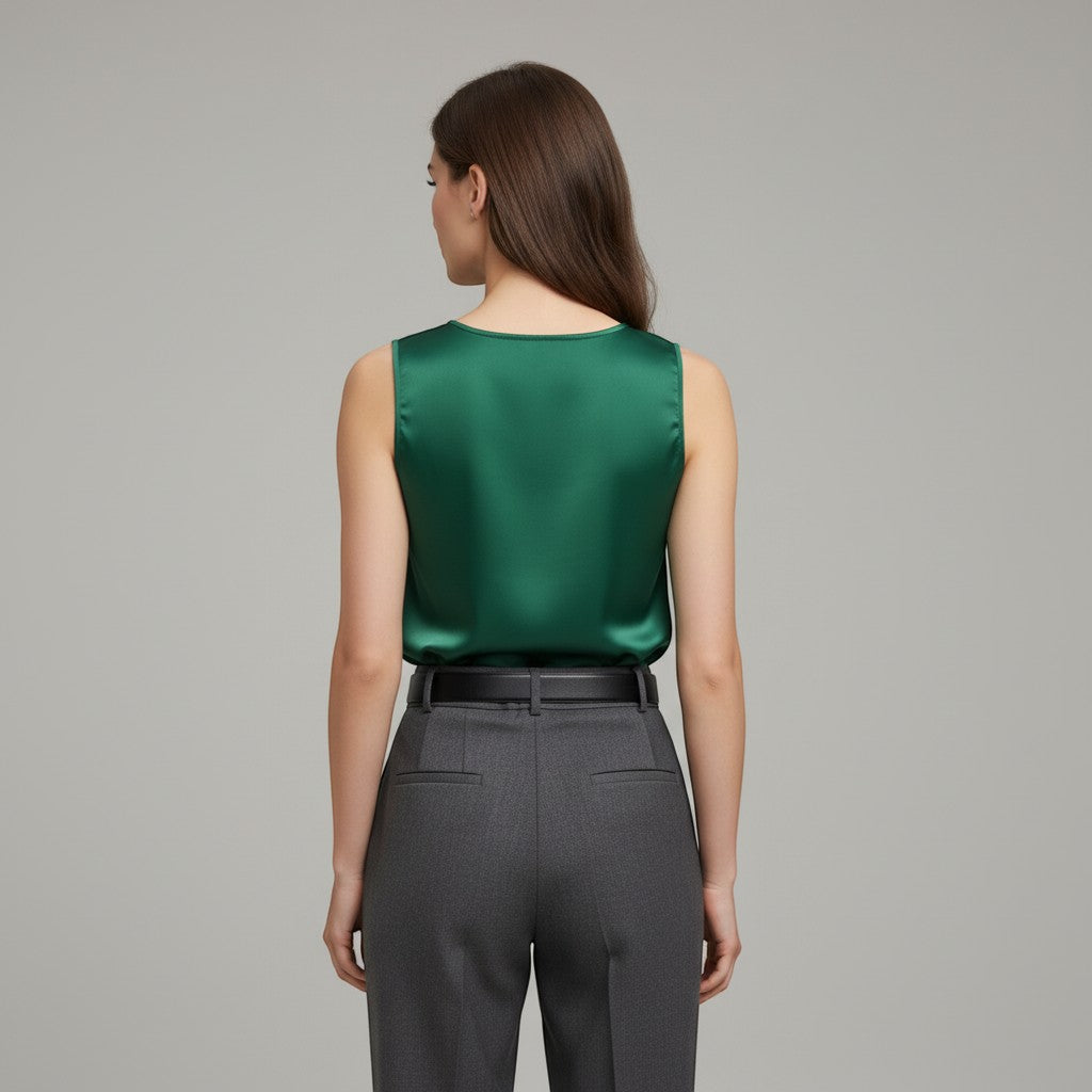 Women's Sleeveless V-Neck Blouse-Vyana Collective