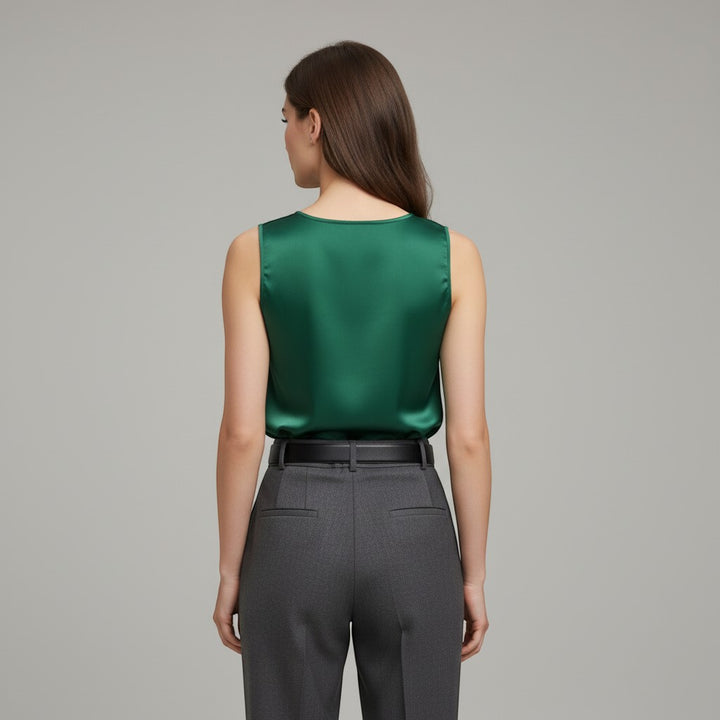 Women's Sleeveless V-Neck Blouse-Vyana Collective