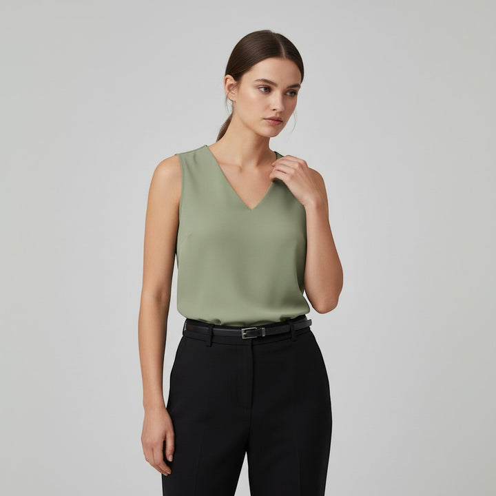 Women's Sleeveless V-Neck Blouse-Vyana Collective