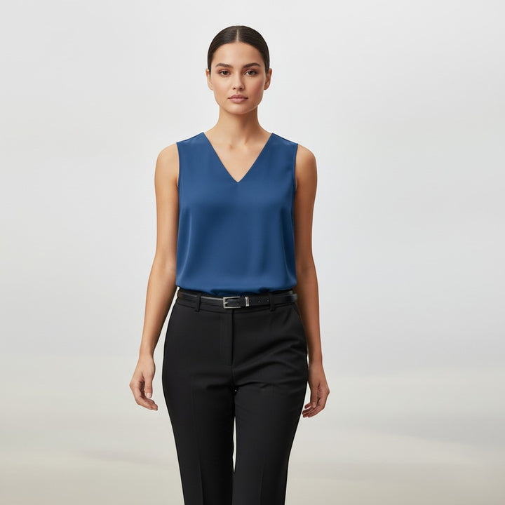 Women's Sleeveless V-Neck Blouse-Vyana Collective