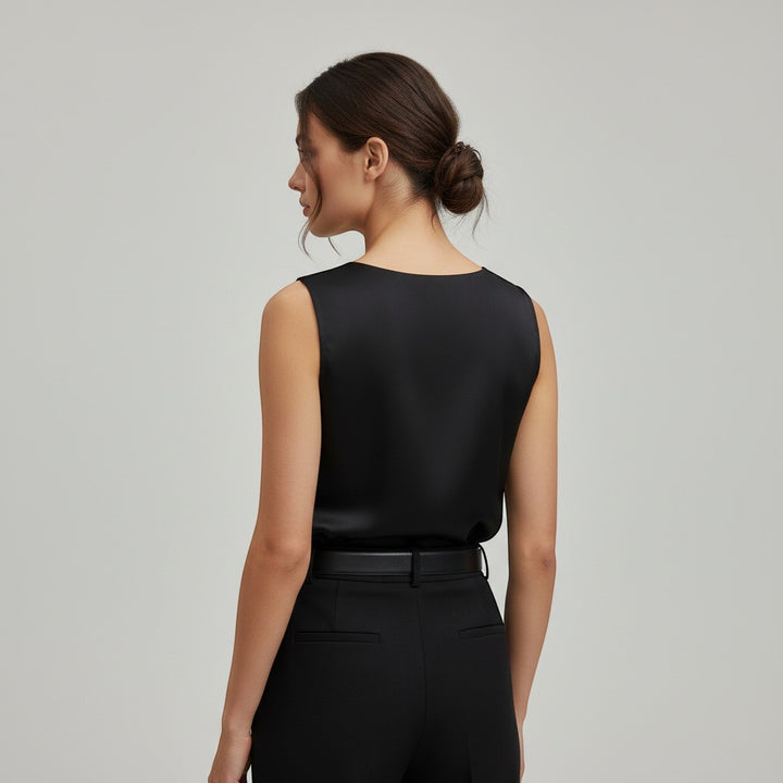 Women's Sleeveless V-Neck Blouse-Vyana Collective