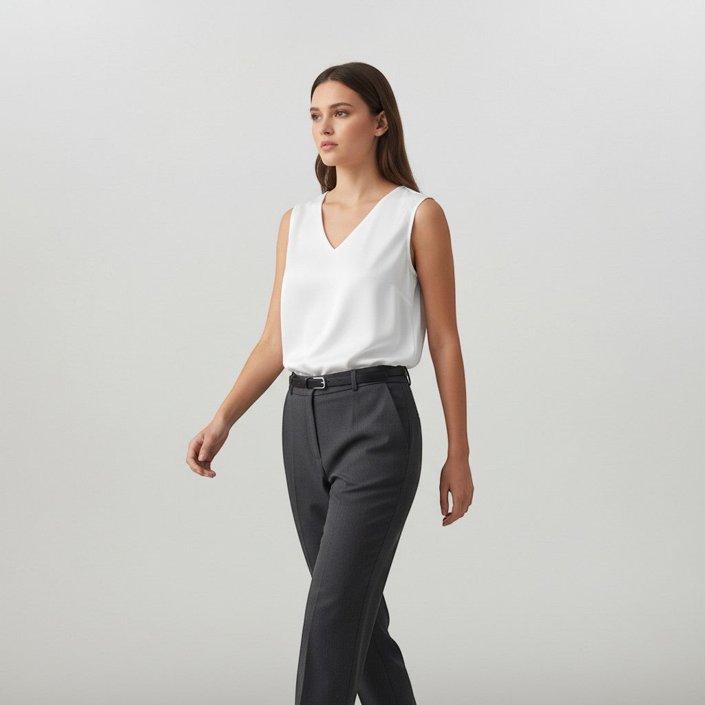 Women's Sleeveless V-Neck Blouse-Vyana Collective