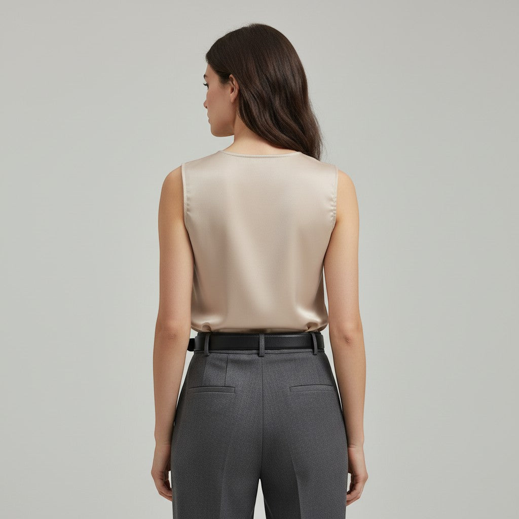 Women's Sleeveless V-Neck Blouse-Vyana Collective