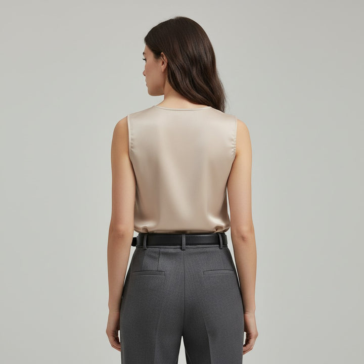 Women's Sleeveless V-Neck Blouse-Vyana Collective