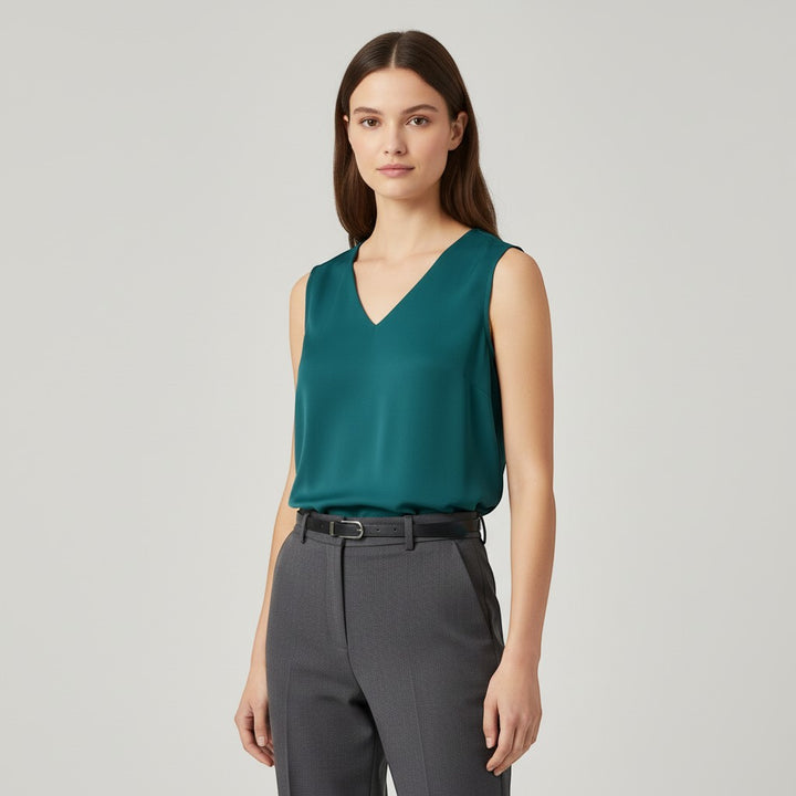 Women's Sleeveless V-Neck Blouse-Vyana Collective