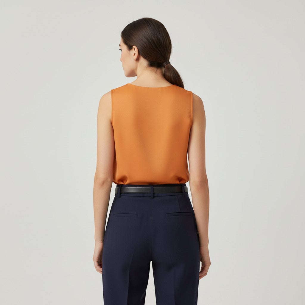Women's Sleeveless V-Neck Blouse-Vyana Collective