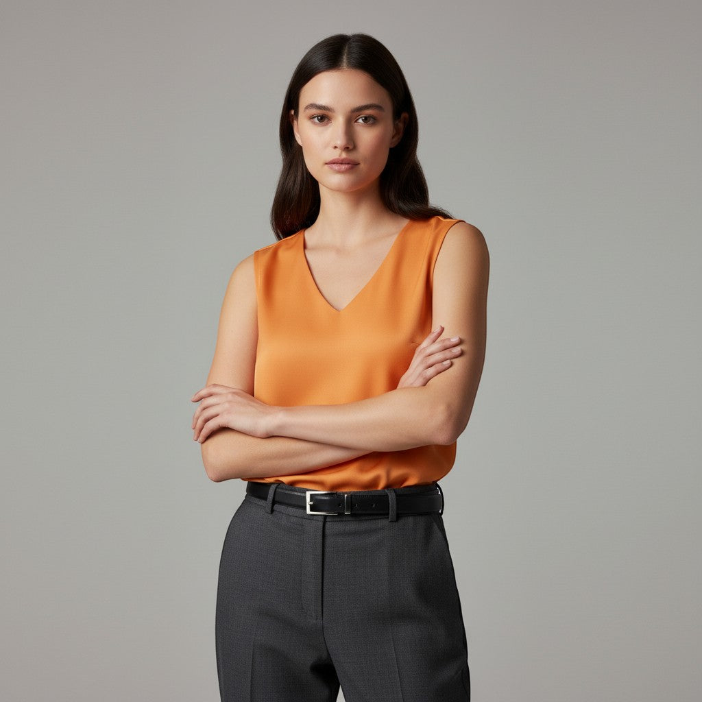 Women's Sleeveless V-Neck Blouse-Vyana Collective