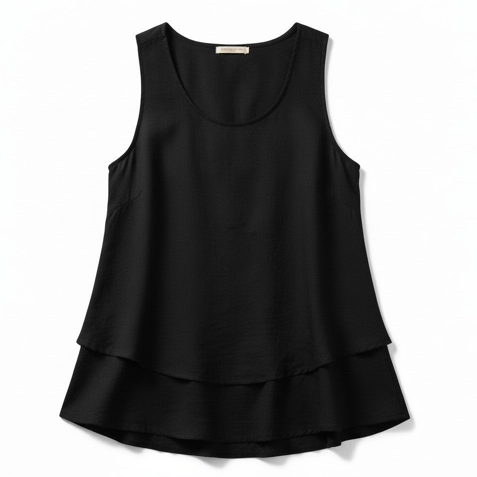 Women's Solid Color Ruffled Trim Tank Top-Vyana Collective