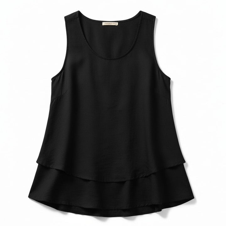 Women's Solid Color Ruffled Trim Tank Top-Vyana Collective