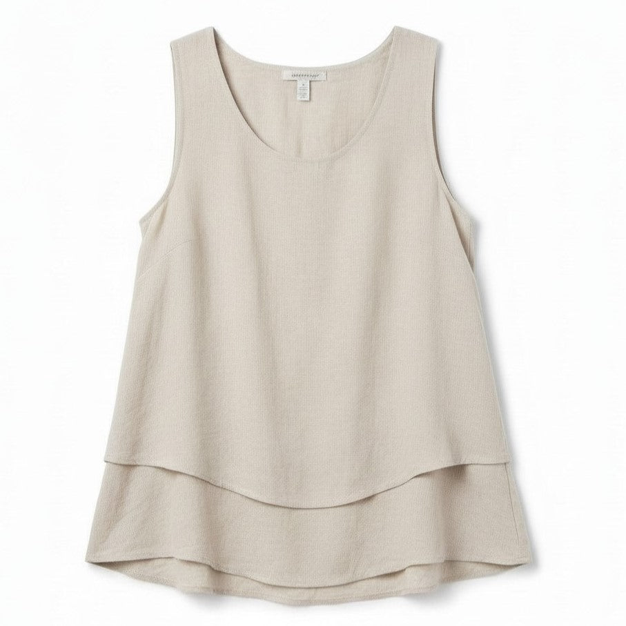 Women's Solid Color Ruffled Trim Tank Top-Vyana Collective