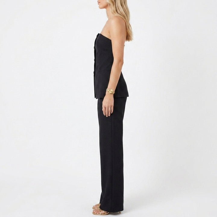 Women’s Strapless Tube Top and Wide Leg Pants Two Piece Set-Vyana Collective