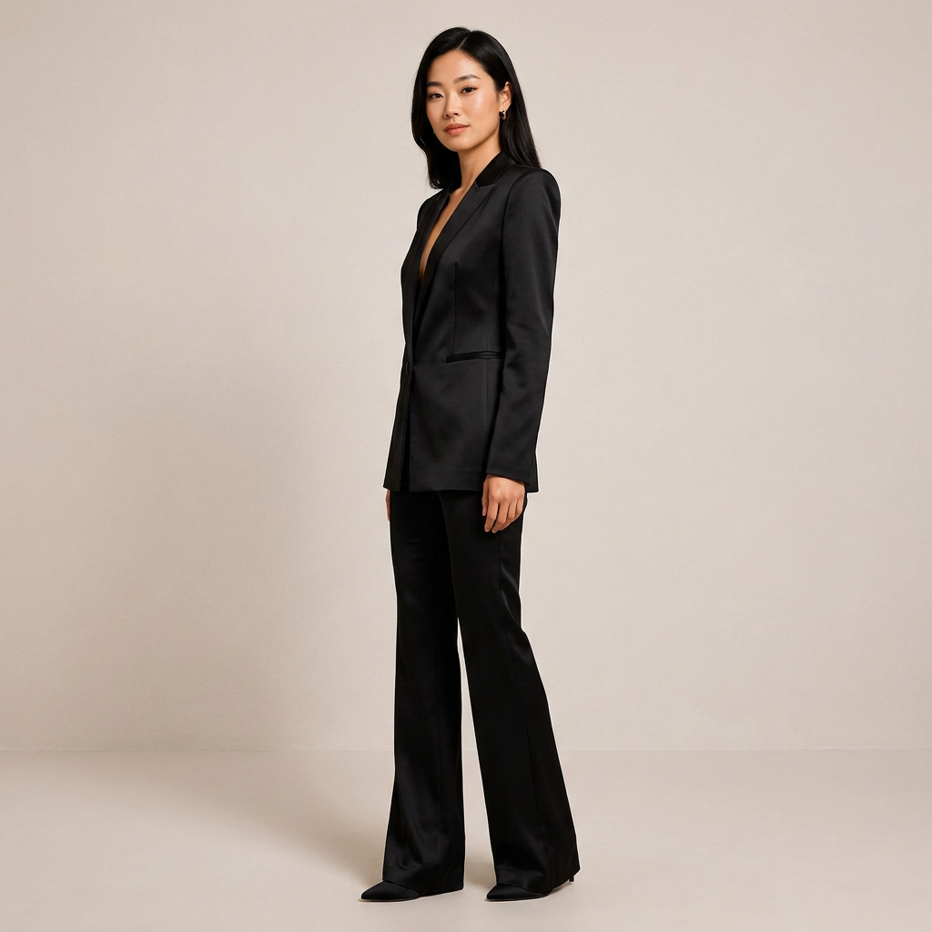 Women's Tailored Blazer and Flared Pants Suit Set-Vyana Collective