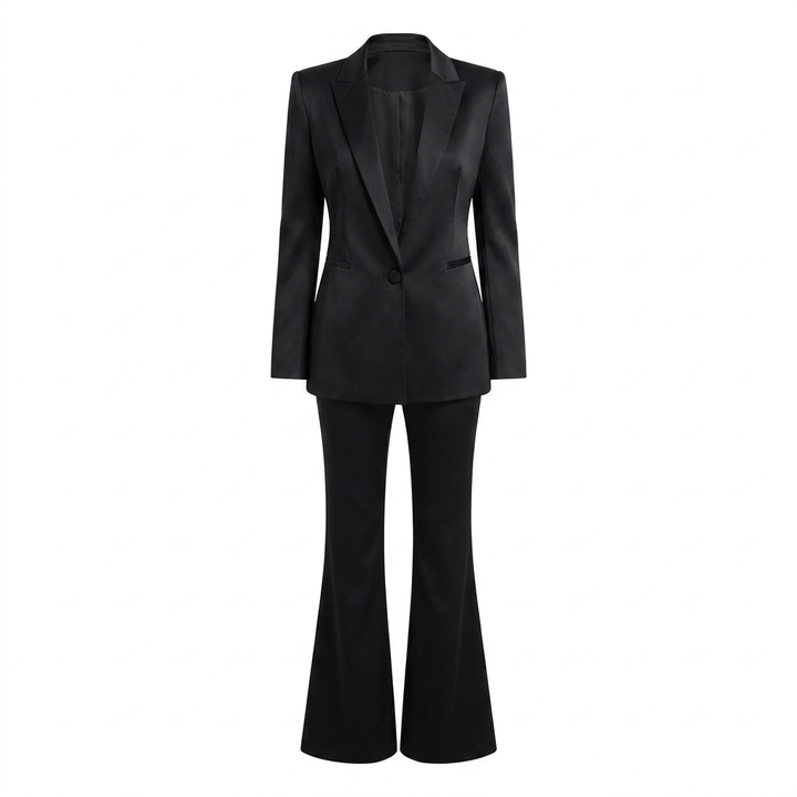 Women's Tailored Blazer and Flared Pants Suit Set-Vyana Collective