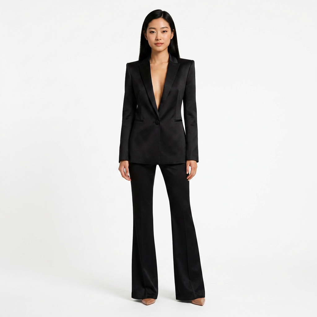 Women's Tailored Blazer and Flared Pants Suit Set-Vyana Collective