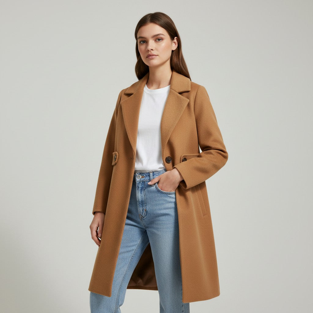 Women’s Tailored Winter Coat with Belt-Vyana Collective