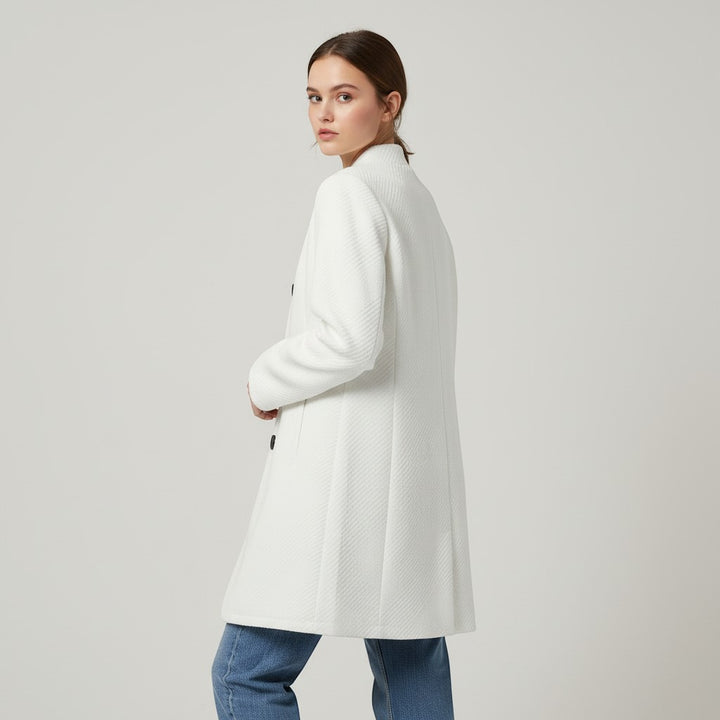 Women's Textured Stand Collar Button-Front Coat-Vyana Collective