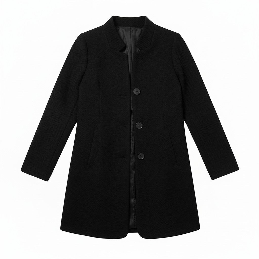 Women's Textured Stand Collar Button-Front Coat-Vyana Collective