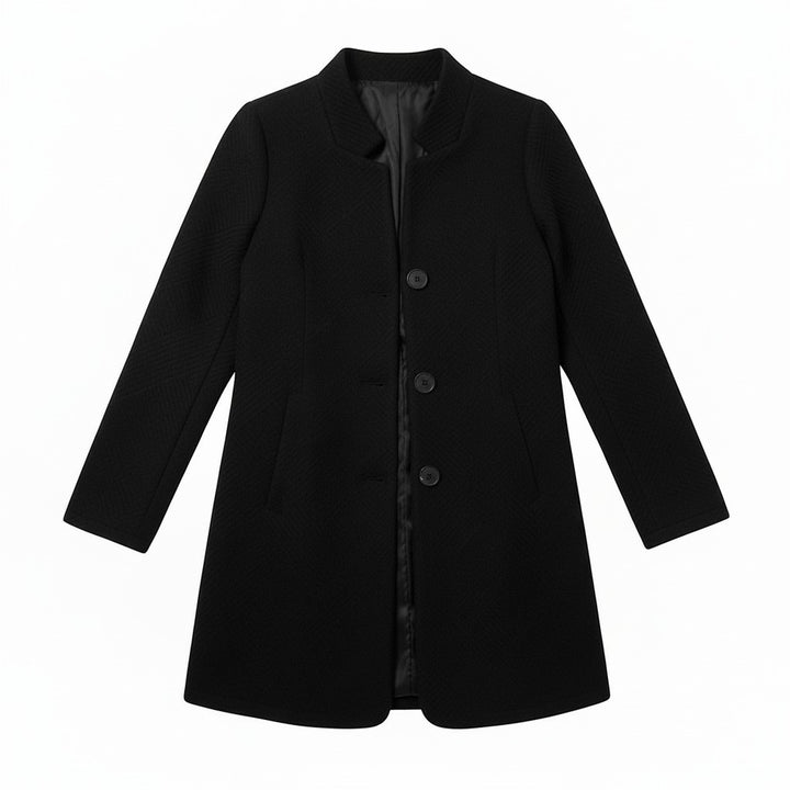 Women's Textured Stand Collar Button-Front Coat-Vyana Collective