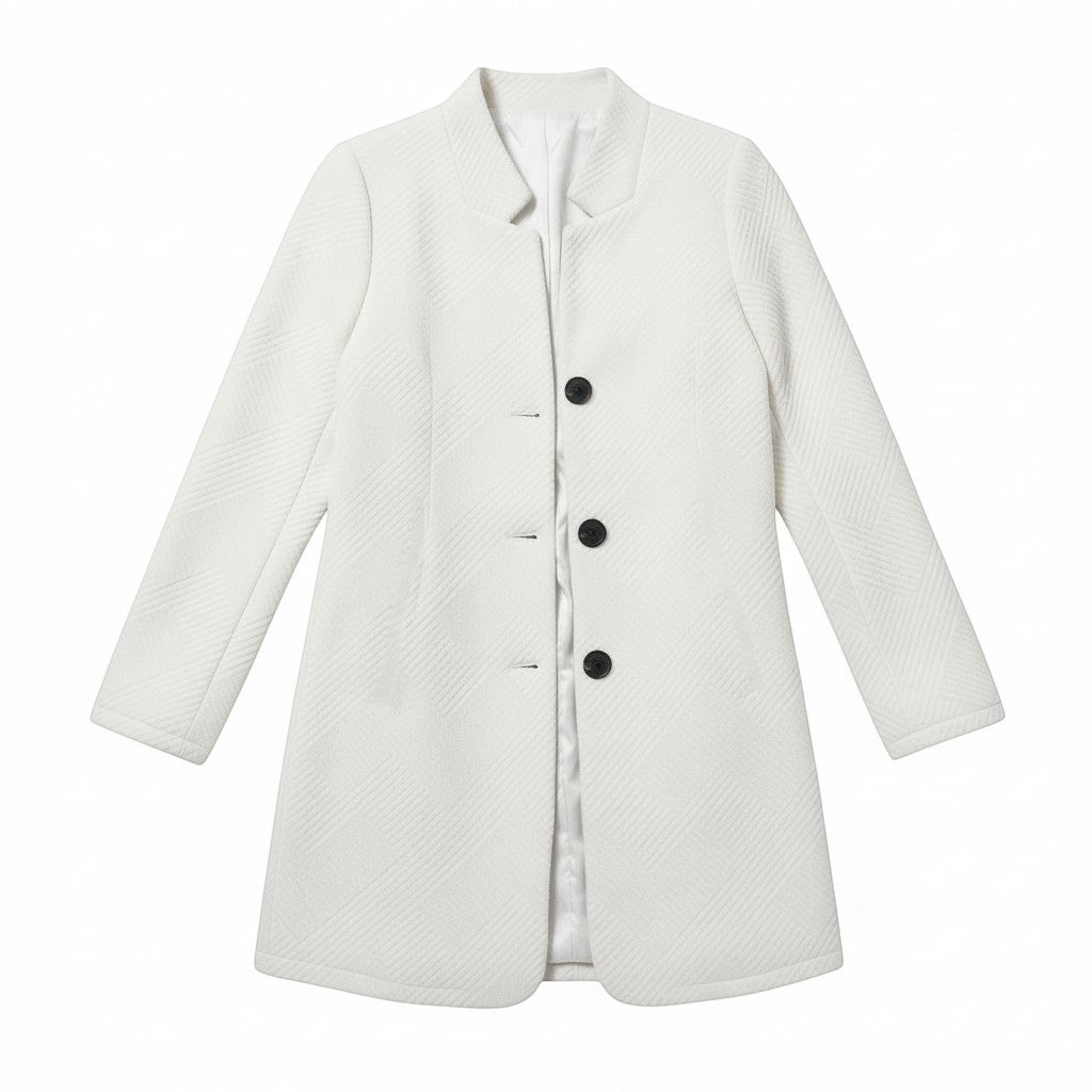 Women's Textured Stand Collar Button-Front Coat-Vyana Collective