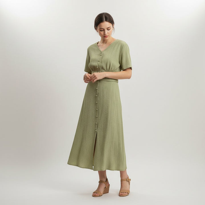 Women's Textured Two-Piece Skirt Set-Vyana Collective