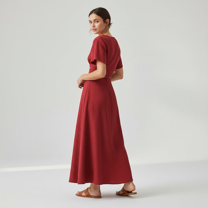 Women's Textured Two-Piece Skirt Set-Vyana Collective