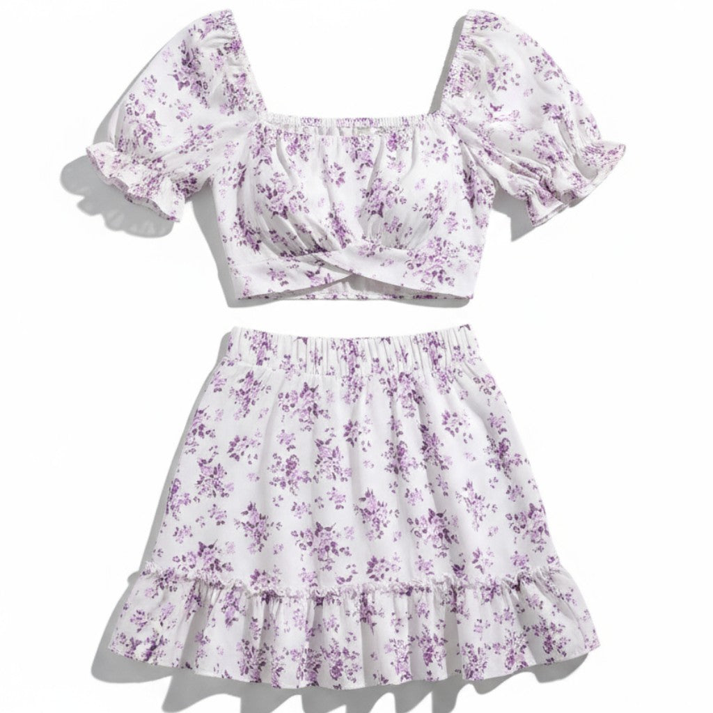Women's Two-Piece Ditsy Floral Print Set-Vyana Collective