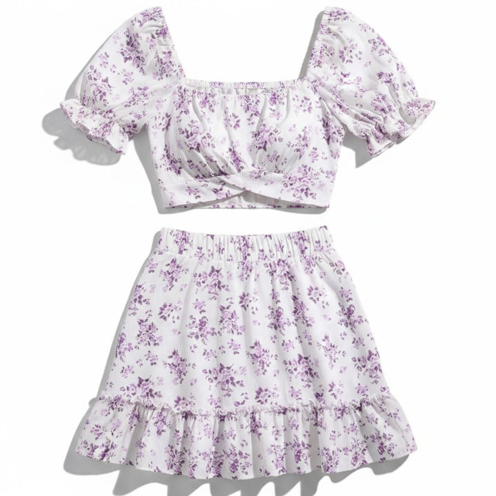 Women's Two-Piece Ditsy Floral Print Set-Vyana Collective
