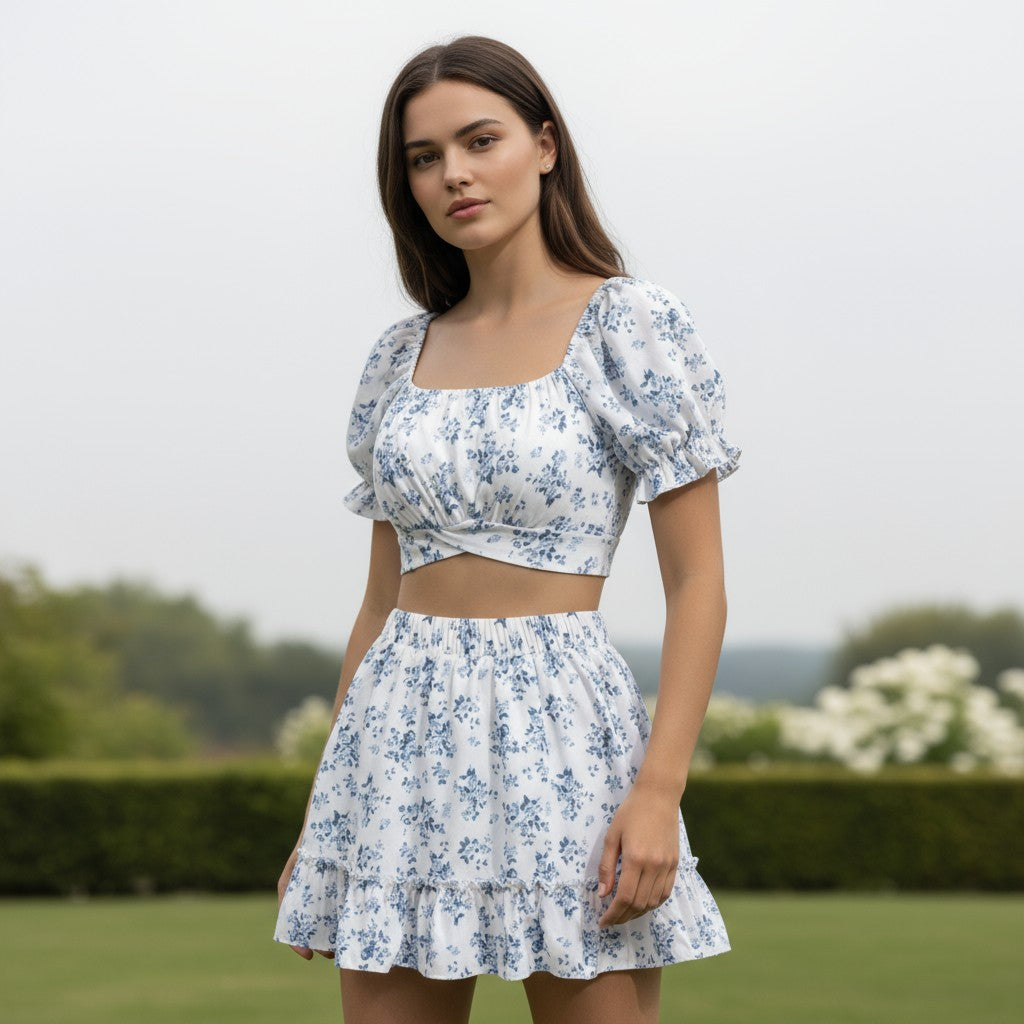 Women's Two-Piece Ditsy Floral Print Set-Vyana Collective