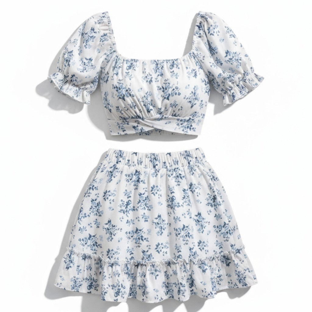 Women's Two-Piece Ditsy Floral Print Set-Vyana Collective