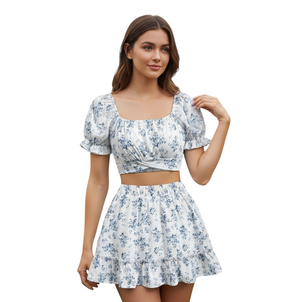 Women's Two-Piece Ditsy Floral Print Set-Vyana Collective